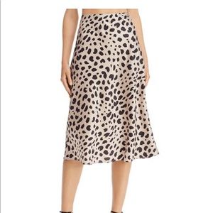 AQUA midi slip skirt- leopard print